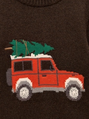 Joules Boys' Cracking Brown Intarsia Knit Jumper - Image 3 of 4
