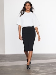 Black Tailored Pencil Skirt With Wool - Image 1 of 5
