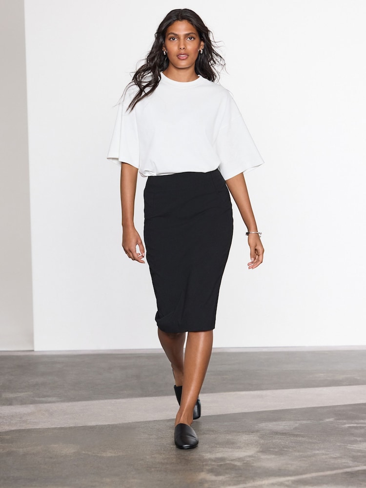 Black Tailored Pencil Skirt With Wool - Image 1 of 5