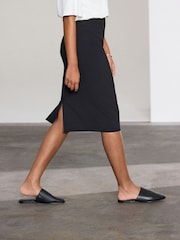 Black Tailored Pencil Skirt With Wool - Image 3 of 5