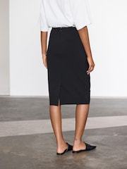 Black Tailored Pencil Skirt With Wool - Image 4 of 5