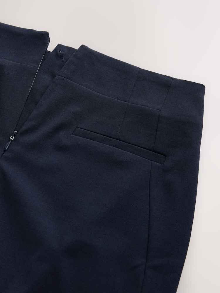 Navy Tailored Pencil Skirt With Wool - Image 3 of 3