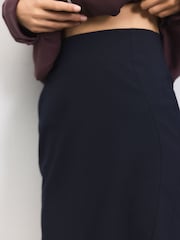 Navy Tailored Pencil Skirt With Wool - Image 8 of 11