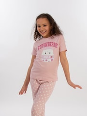 Brands In Pink Girls Squishmallows Strawberry Milk Hearts 100% Cotton Pyjamas - Image 2 of 4