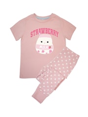 Brands In Pink Girls Squishmallows Strawberry Milk Hearts 100% Cotton Pyjamas - Image 3 of 4