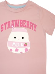 Brands In Pink Girls Squishmallows Strawberry Milk Hearts 100% Cotton Pyjamas - Image 4 of 4