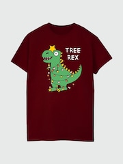 Brands In Red Men Christmas Tree Rex Burgundy 100% Cotton T-Shirt - Image 3 of 4