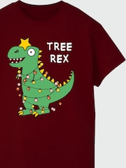 Brands In Red Men Christmas Tree Rex Burgundy 100% Cotton T-Shirt - Image 4 of 4
