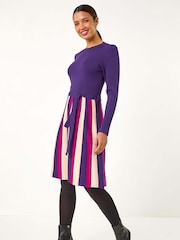 Roxa - Roman Roman de malha verticais Stripe Dress - Imagem 1 de 5