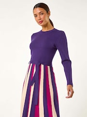 Roxa - Roman Roman de malha verticais Stripe Dress - Imagem 2 de 5