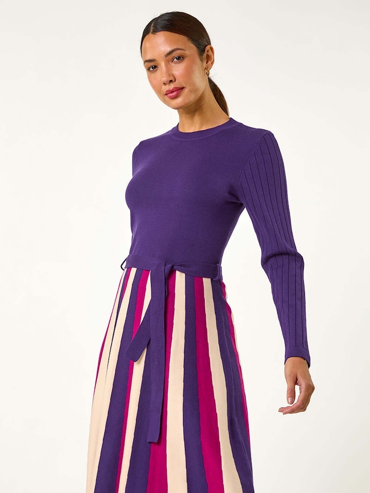 Roxa - Roman Roman de malha verticais Stripe Dress - Imagem 2 de 5