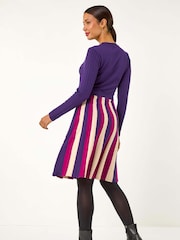 Roxa - Roman Roman de malha verticais Stripe Dress - Imagem 3 de 5