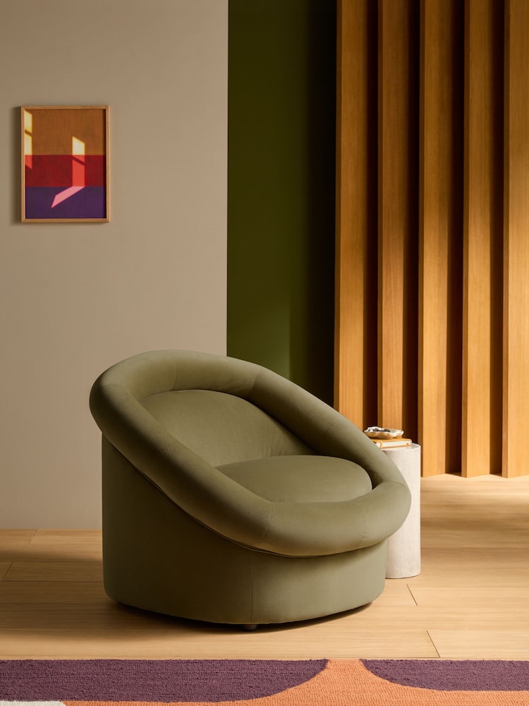 MADE.COM Fern Green Velvet Seattle Accent Chair - Image 1 of 1