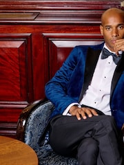 Skopes Blue Tailored Fit Jive Velvet Jacket - Image 2 of 7