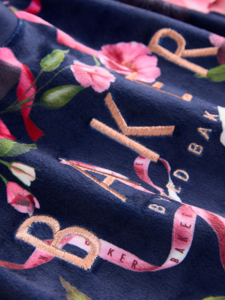 Marineblau - Baker by Ted Baker Floral Fleece Pyjamas Set 2 Piece - Bild 5 von 5