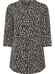 Yours Curve Black & Natural Brown Animal Print Button Shirt - Image 5 of 5