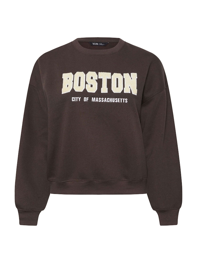 Yours Curve Brown Boston Sweatshirt - Image 4 of 4