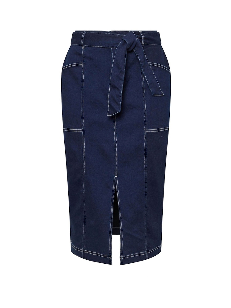 Yours Curve Blue Limited Retro Constrast Skirt - Image 5 of 5