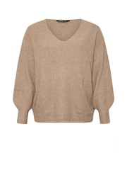 Yours Curve Natural V-Neck Balloon Sleeve Jumper - Image 5 of 5