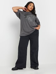 Yours Curve Grey Stud Embellished Disco Ball 100% Cotton T-Shirt - Image 2 of 5