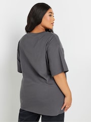 Yours Curve Grey Stud Embellished Disco Ball 100% Cotton T-Shirt - Image 3 of 5