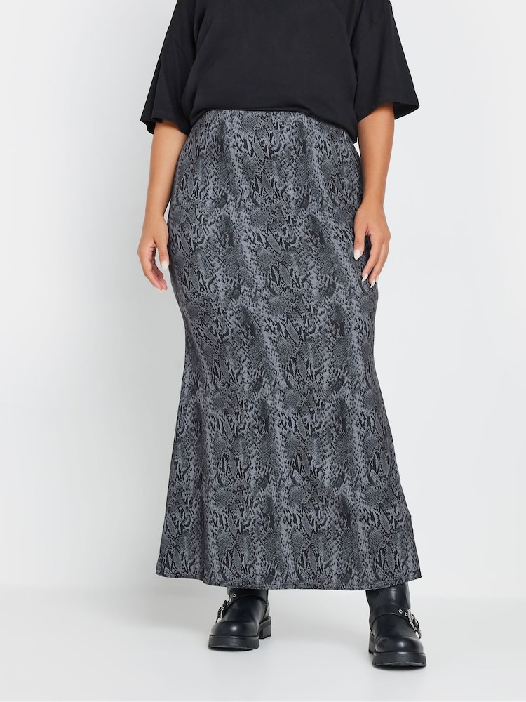 Yours Curve Grey Limited Snake Maxi Skirt - Image 1 of 5