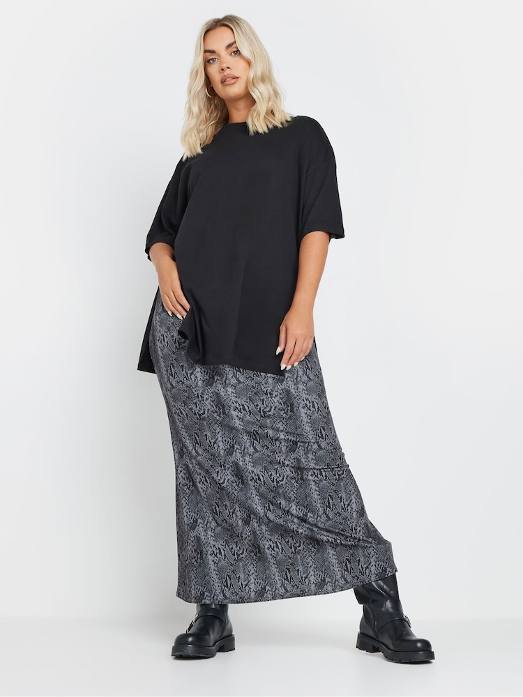 Yours Curve Grey Limited Snake Maxi Skirt - Image 2 of 5