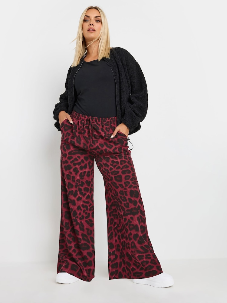 Yours Curve Red Leopard Print Pull On Trousers - Image 2 of 5