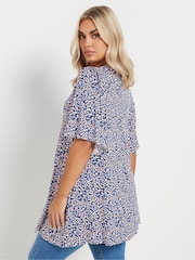 Yours Curve Blue Pleated Front Swing Top - Image 2 of 5