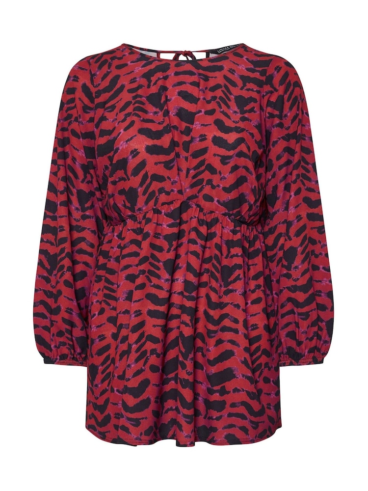 Yours Curve Red Limited Pleated Front Leopard Blouse - Image 5 of 5