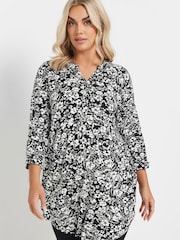 Yours Curve Black Jersey Long Sleeve Blouse - Image 1 of 5