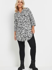 Yours Curve Black Jersey Long Sleeve Blouse - Image 2 of 5