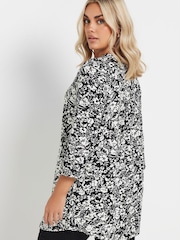 Yours Curve Black Jersey Long Sleeve Blouse - Image 3 of 5