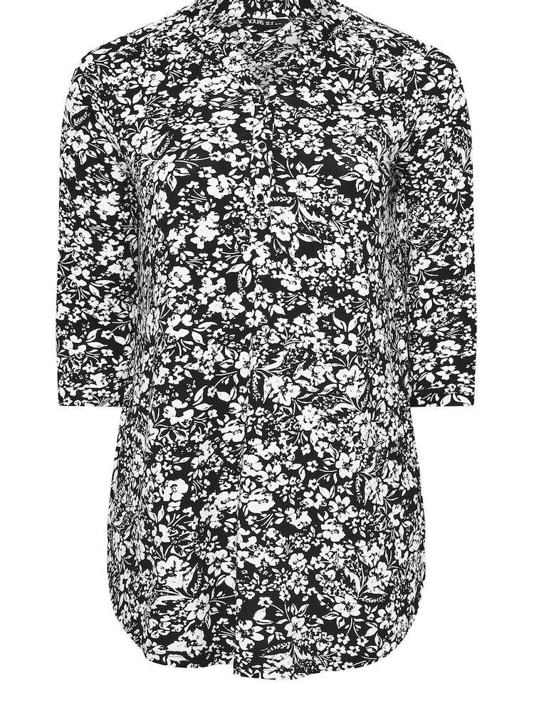 Yours Curve Black Jersey Long Sleeve Blouse - Image 5 of 5