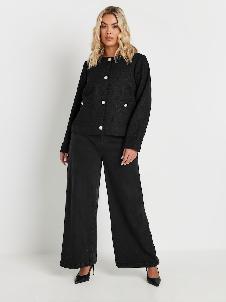 Yours Curve Black Boucle Jacket - Image 2 of 5 Yours Curve Black Boucle Jacket - Image 2 of 5