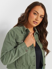 Yours Curve Green Classic Denim 100% Cotton Jacket - Image 4 of 5