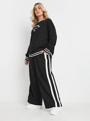 Yours Curve Black Side Stripe Wide Leg Joggers - Image 2 of 5