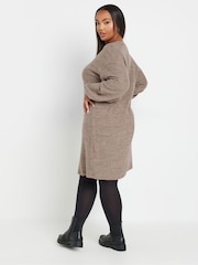 Yours Curve Brown Soft Touch Jumper Dress - Image 3 of 4