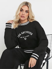 Yours Curve Black Les Archives Sweatshirt - Image 1 of 5