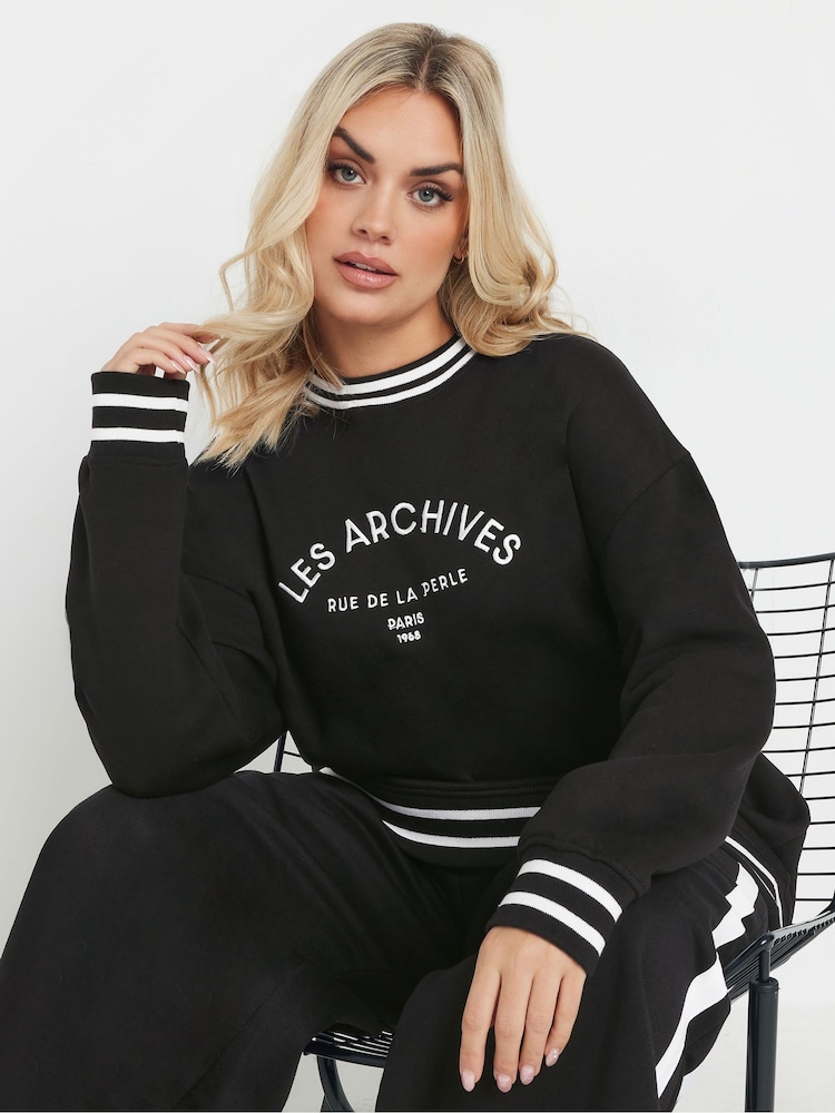 Yours Curve Black Les Archives Sweatshirt - Image 1 of 5