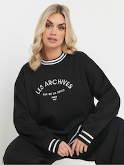 Yours Curve Black Les Archives Sweatshirt - Image 4 of 5