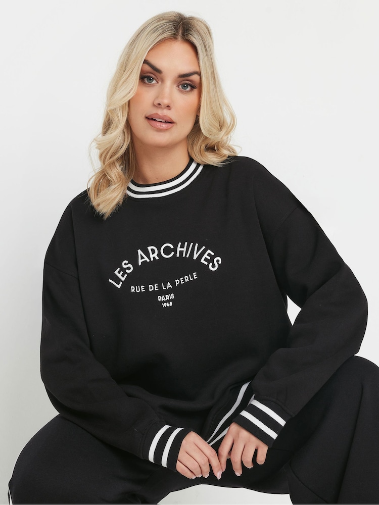 Yours Curve Black Les Archives Sweatshirt - Image 4 of 5