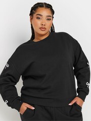 Yours Curve Black Limited Bow Detail Sweatshirt - Image 1 of 5