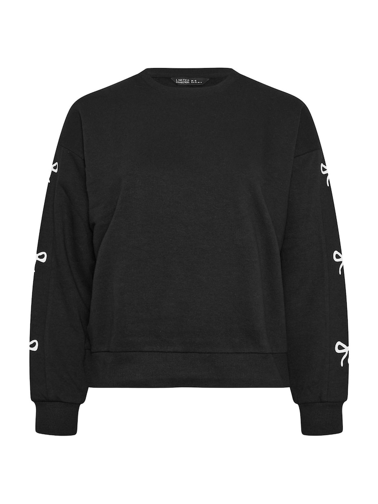 Yours Curve Black Limited Bow Detail Sweatshirt - Image 5 of 5