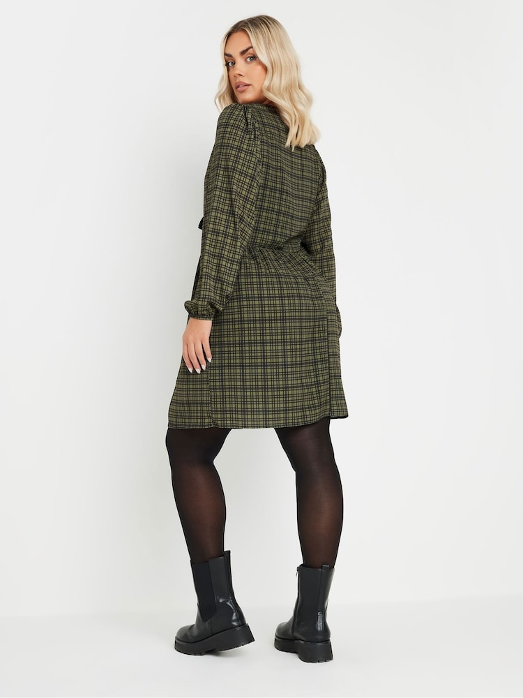 Buy Yours Curve Khaki Green Limited Collection Check Bow Front Mini Dress  from Next Luxembourg