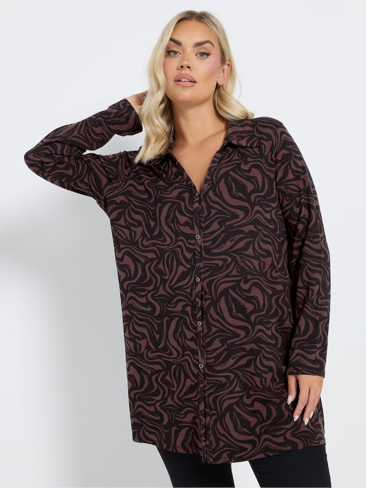Yours Curve Natural Long Sleeve Shirt - Image 1 of 5