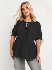 Yours Curve Limited Collection Tie Front Peplum Top - Imagen 1 de 5