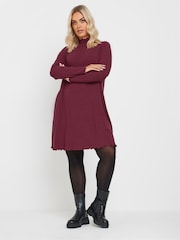 Yours Curve Red Lettuce Edge Tunic Dress - Image 1 of 5