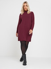 Yours Curve Red Lettuce Edge Tunic Dress - Image 2 of 5
