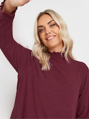 Yours Curve Red Lettuce Edge Tunic Dress - Image 4 of 5